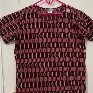 Stylish Pink Patterned Women's Blouse